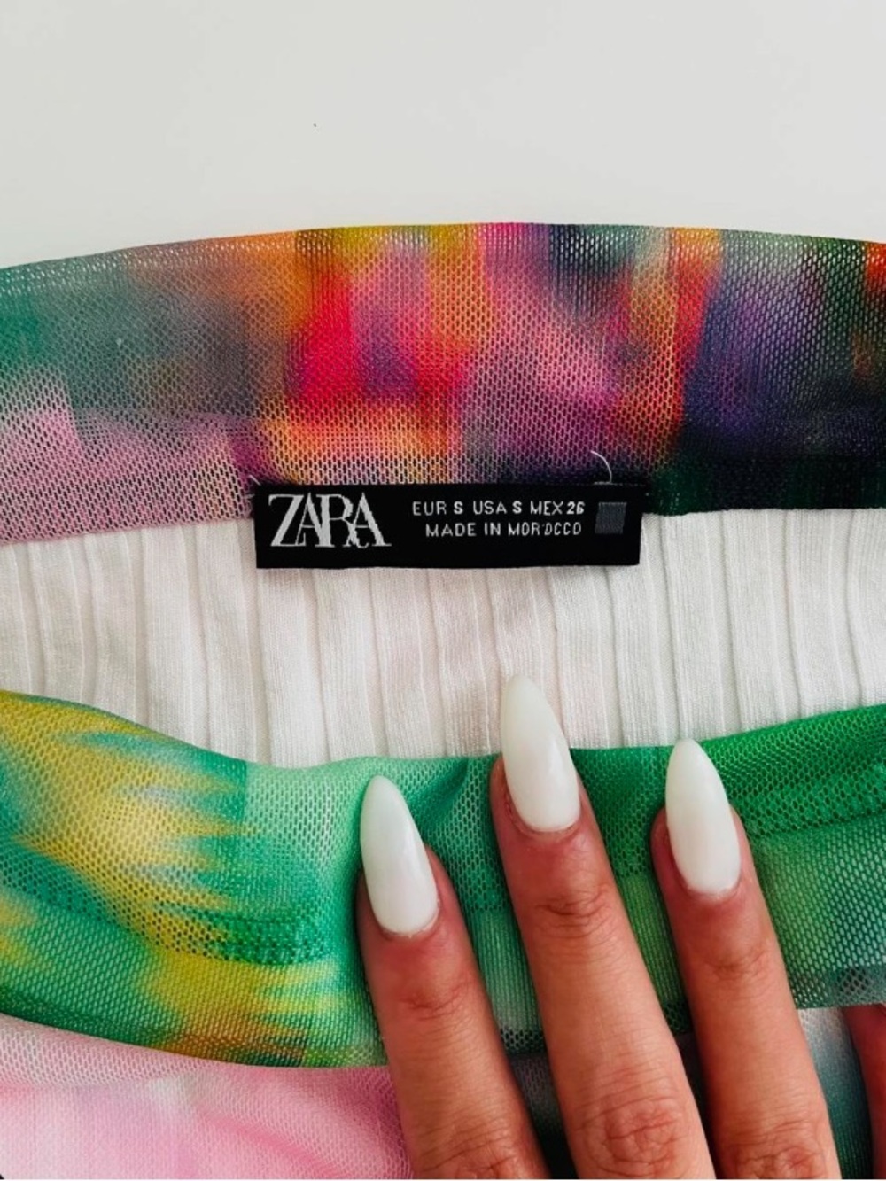 ZARA Printed Draped Mesh Tube Top - Watercolor Floral - Size Small - Picture 2 of 3